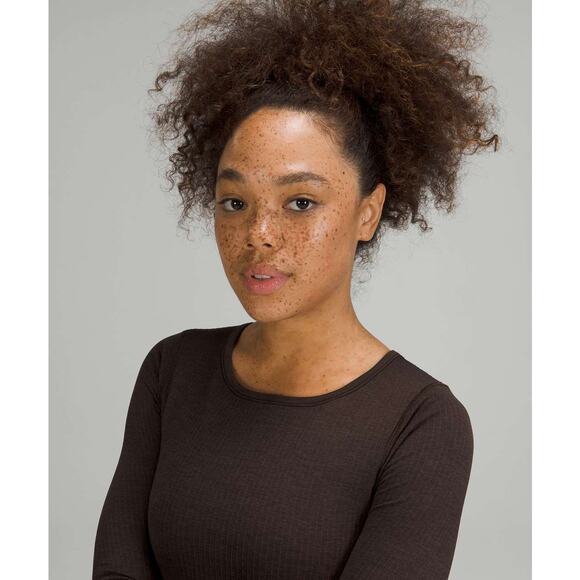 Lululemon Ribbed Ebb to Street Cropped Long Sleeve Brown Chocolate Sz 2 - Picture 4 of 9